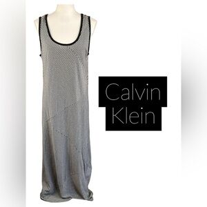 Calvin Klein | Black and White Striped Sleeveless Maxi Dress | NWT!